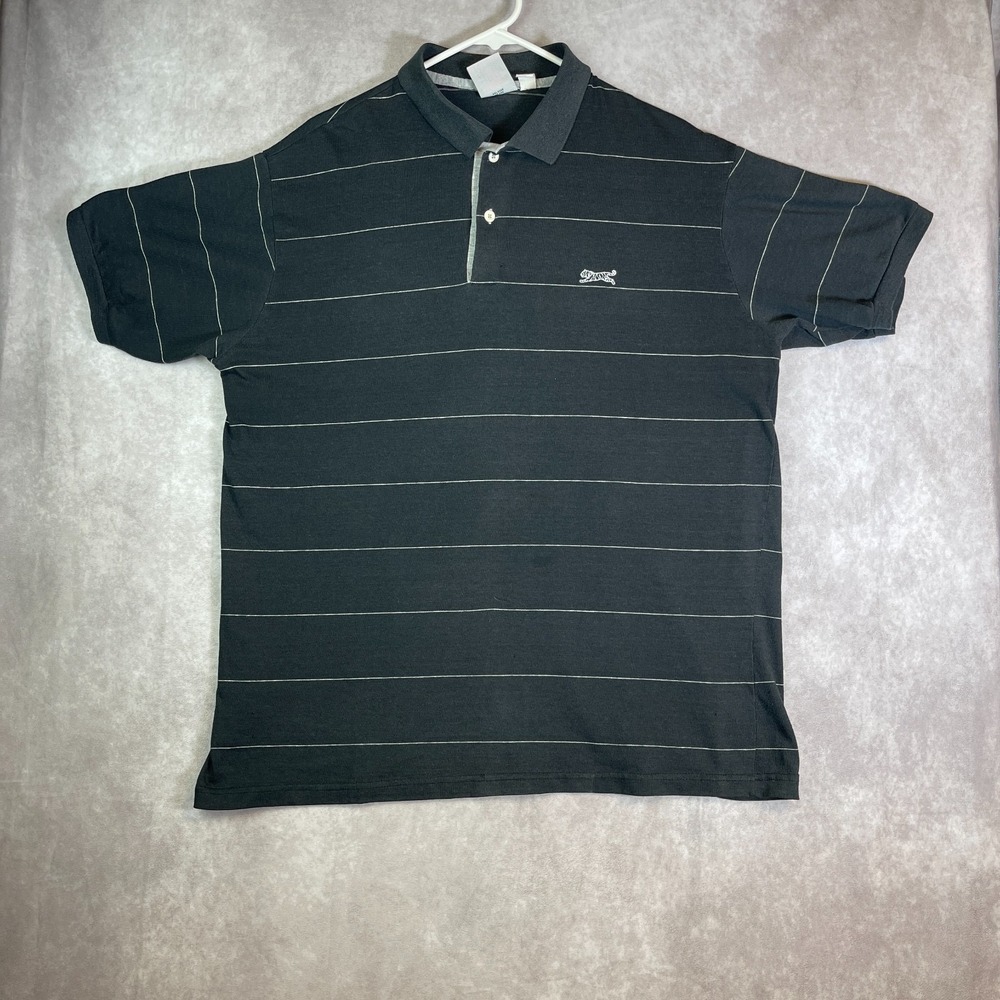 VINTAGE 90s Le Tigre Polo Shirt Mens XXL Black Striped Rugby Golf Made in USA